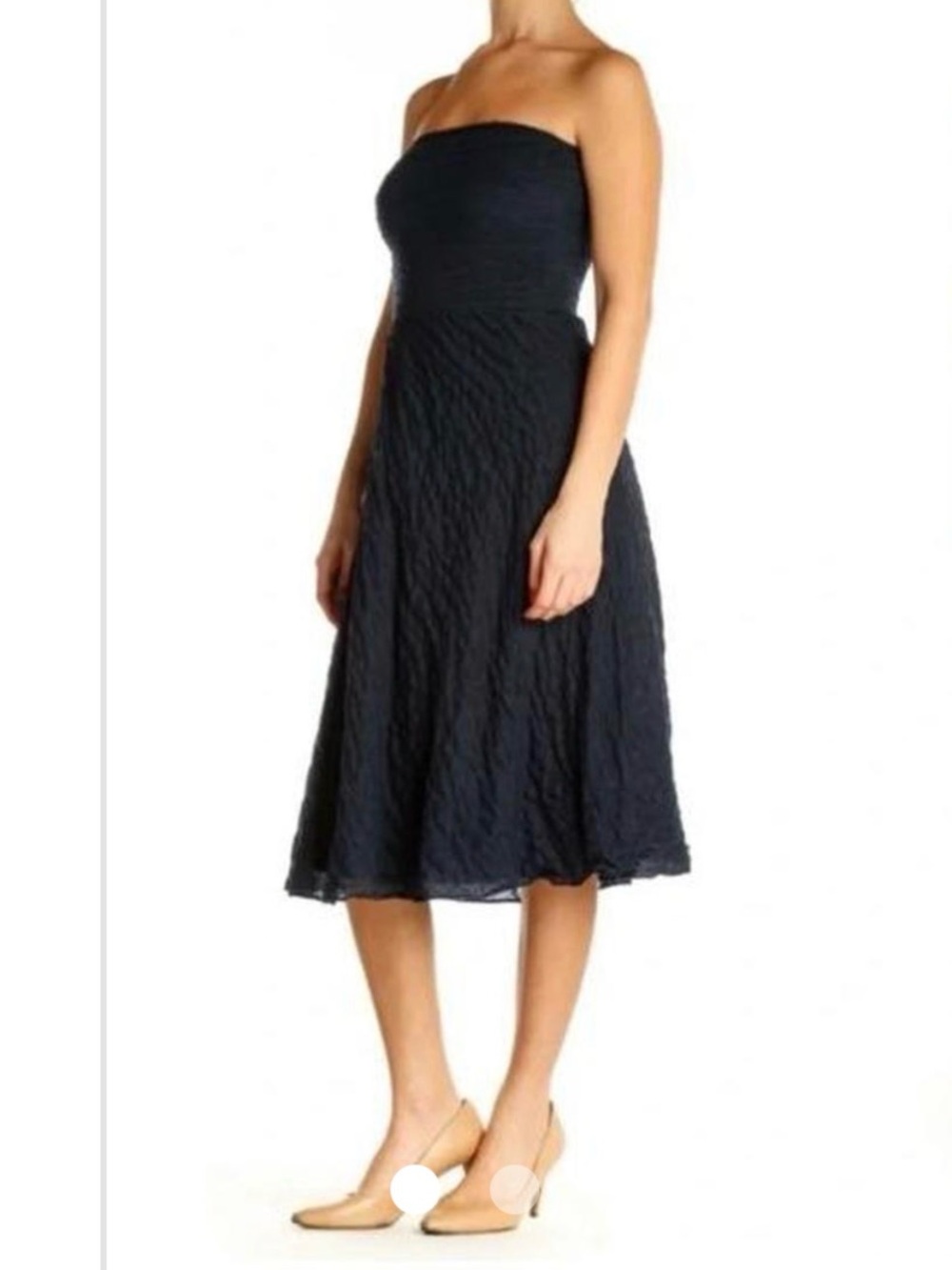 J. Crew Black Strapless Textured Midi Dress
